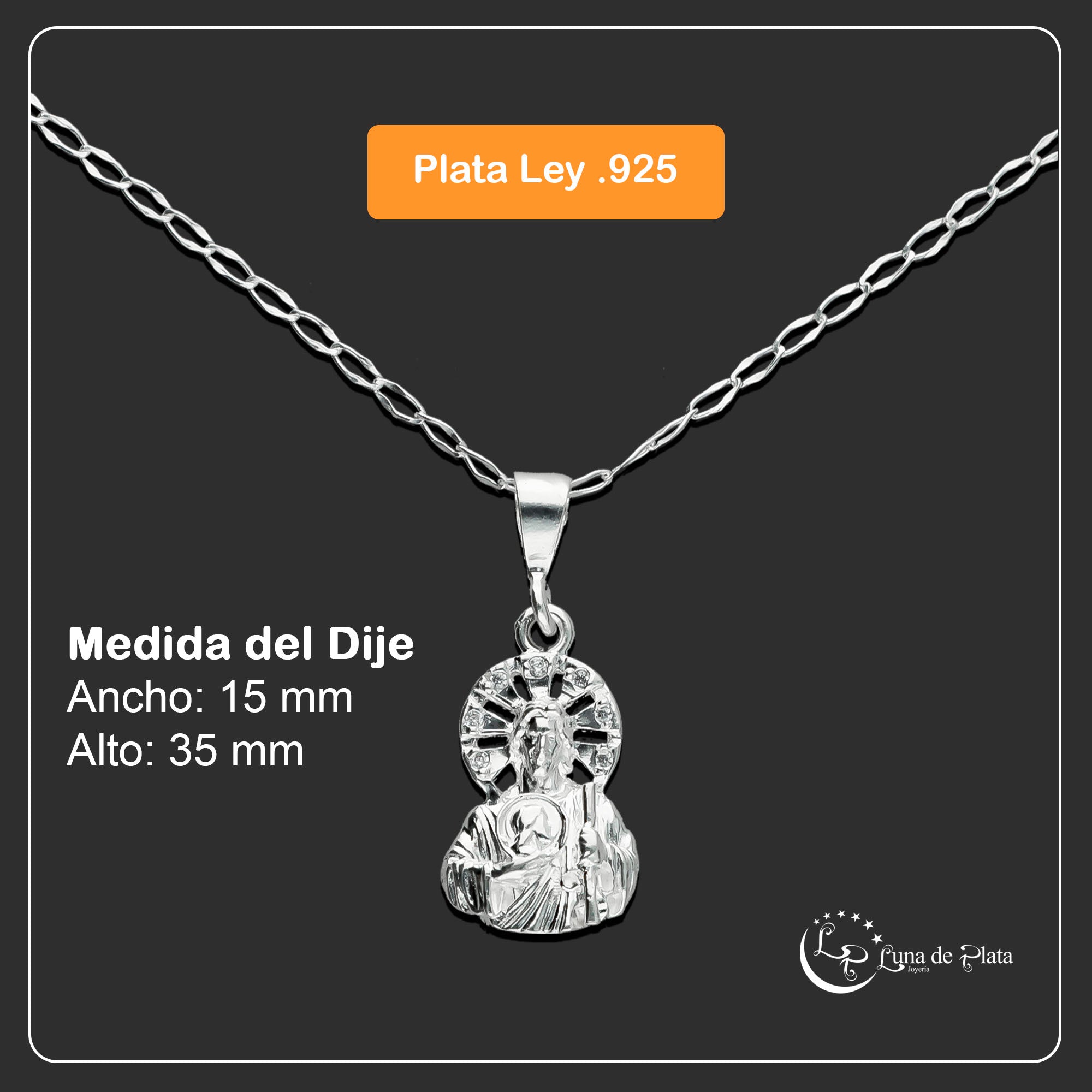LPDP062 Dije San Judas Busto Z 3.3 x 1.4 cm + Cadena + Regalo Plata .925 Taxco Gro 1388733245