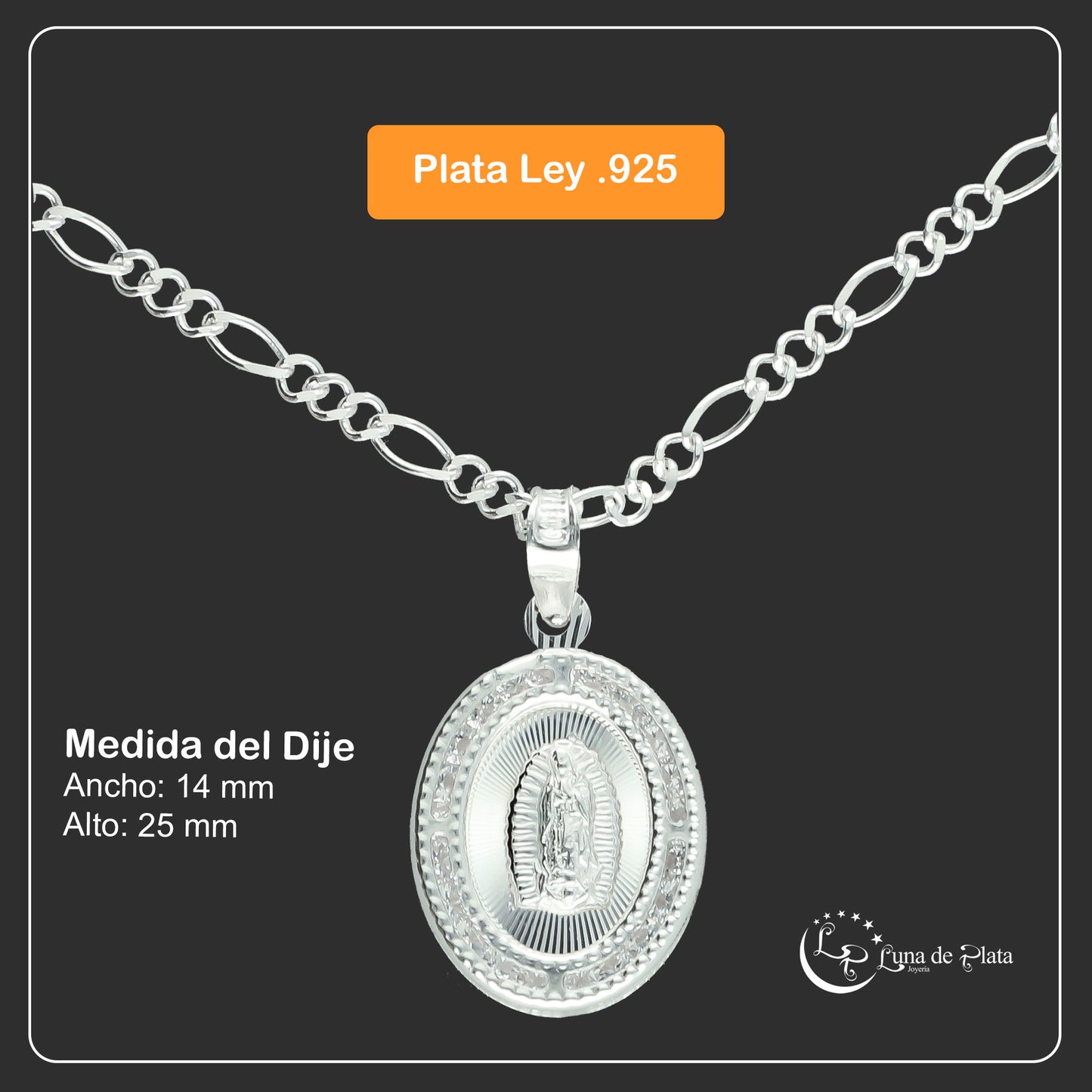 LPDP102 Cadena Con Medalla Virgen de Guadalupe Zirc En Plata .925 2637959200