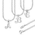 LPDP117 Cadena + Dije Letra Cursiva Abecedario con Zirconia en Plata .925 Taxco Gro 2268056401