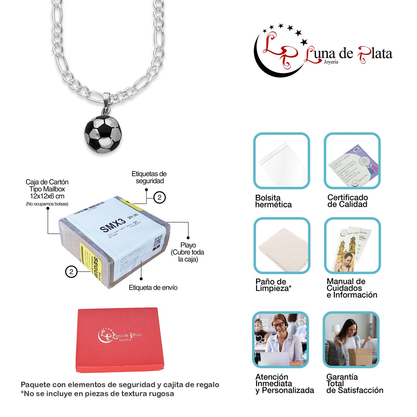 LPDP123 Dije Balon Futbol Chico + Cadena 45 en Plata .925 Taxco Gro 4432042174