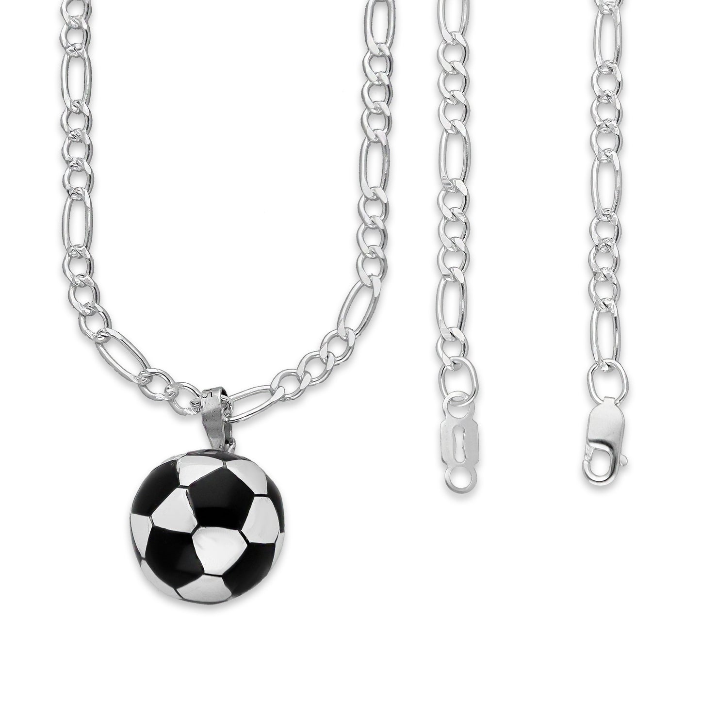LPDP124 Dije Balon Futbol Grande + Cadena 45 en Plata .925 Taxco Gro 4432615914
