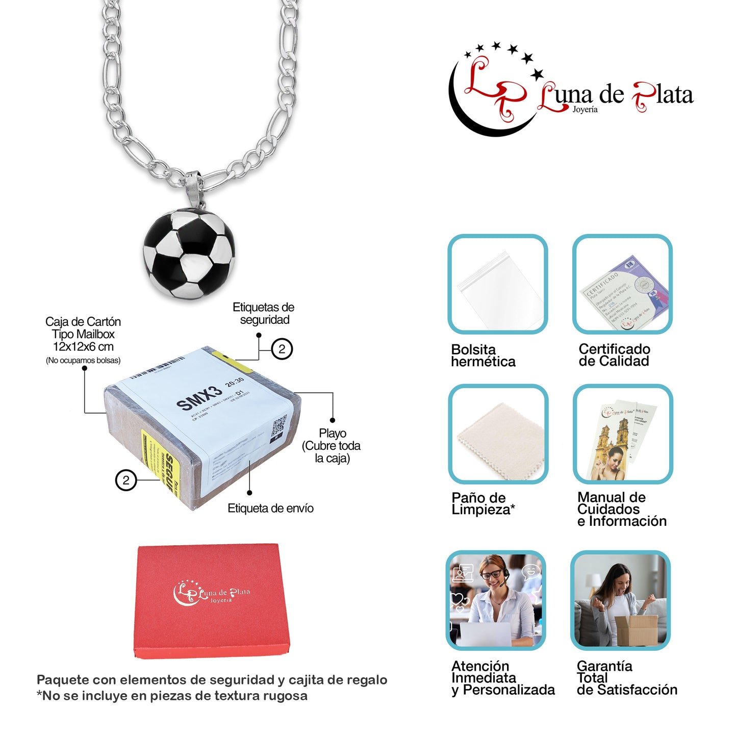 LPDP125 Dije Balon Futbol Grande + Cadena 60 en Plata .925 Taxco Gro 2591127815