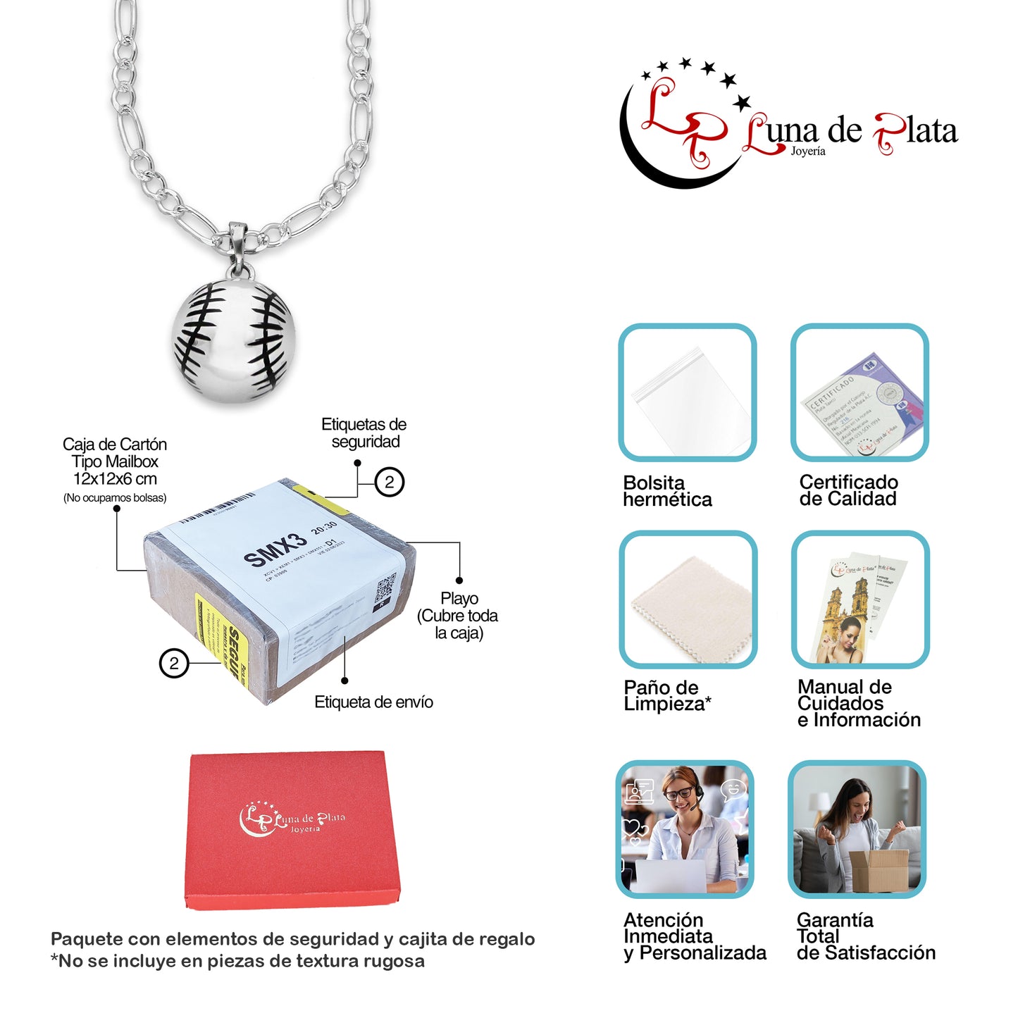 LPDP127 Dije Pelota Beisbol + Cadena 60 en Plata .925 Taxco Gro 2591105095