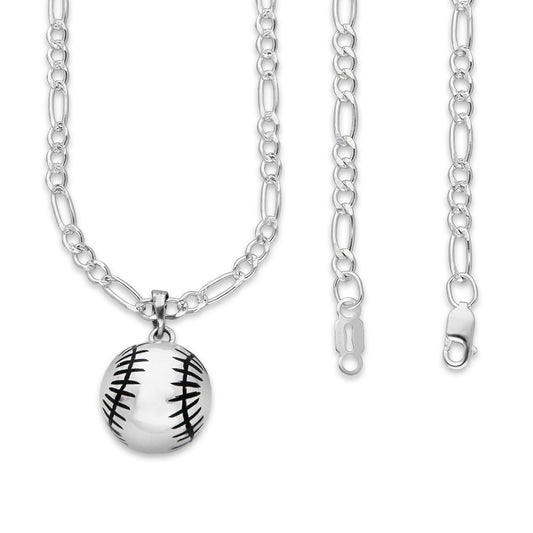 LPDP127 Dije Pelota Beisbol + Cadena 60 en Plata .925 Taxco Gro 2591105095