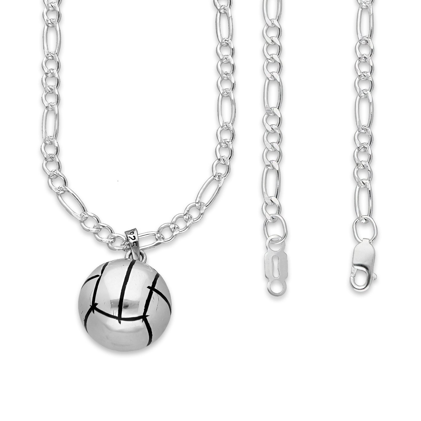 LPDP128 Dije Balon Voleibol + Cadena 45 en Plata .925 Taxco Gro 4432286798