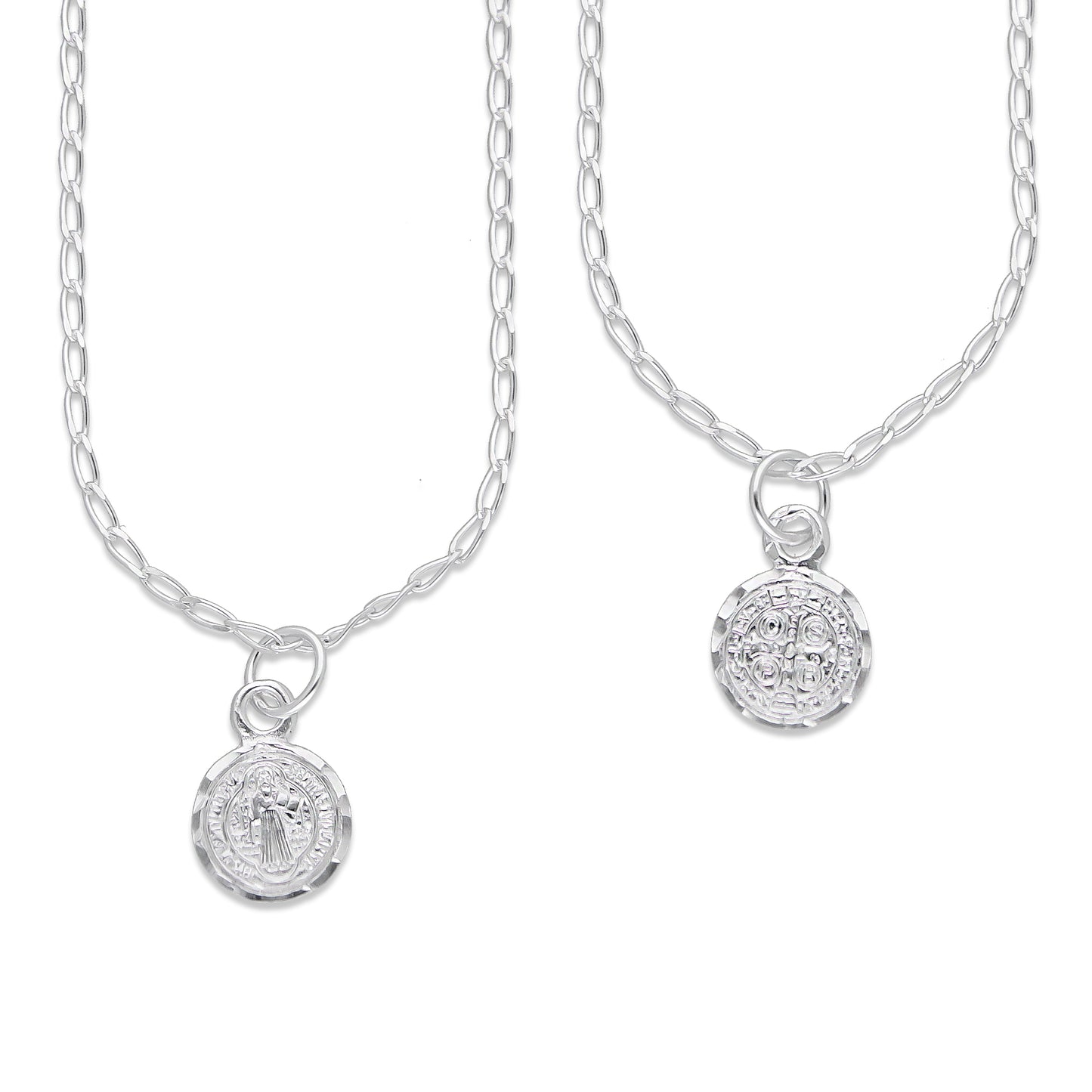 LPDP132 Cadena + Dije Medalla San Benito Micro en Plata .925 2594331023