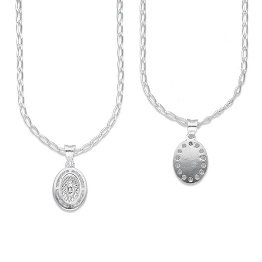 LPDP133 Cadena + Dije Medalla Virgen Oval Micro Plata .925 4440410434