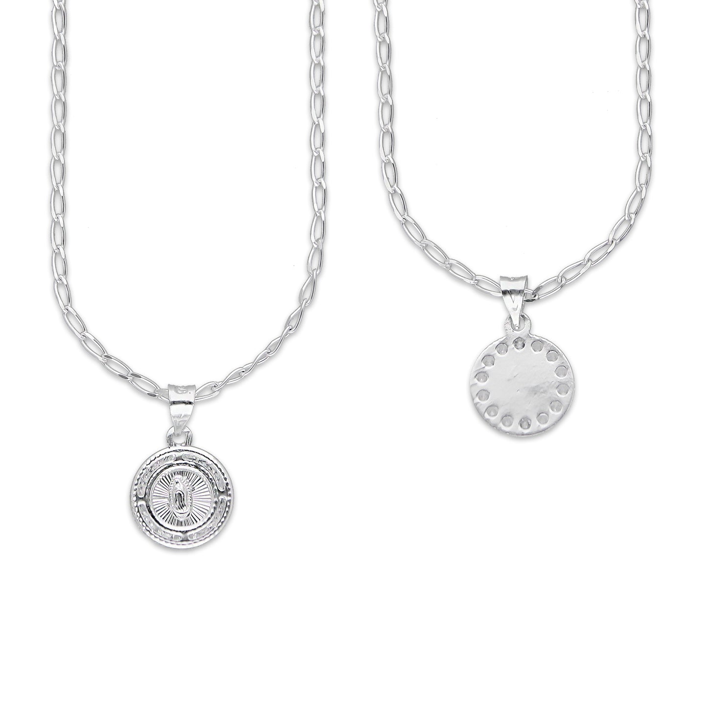 LPDP135 Cadena + Dije Medalla Virgen Redonda Micro en Plata .925 4440232464