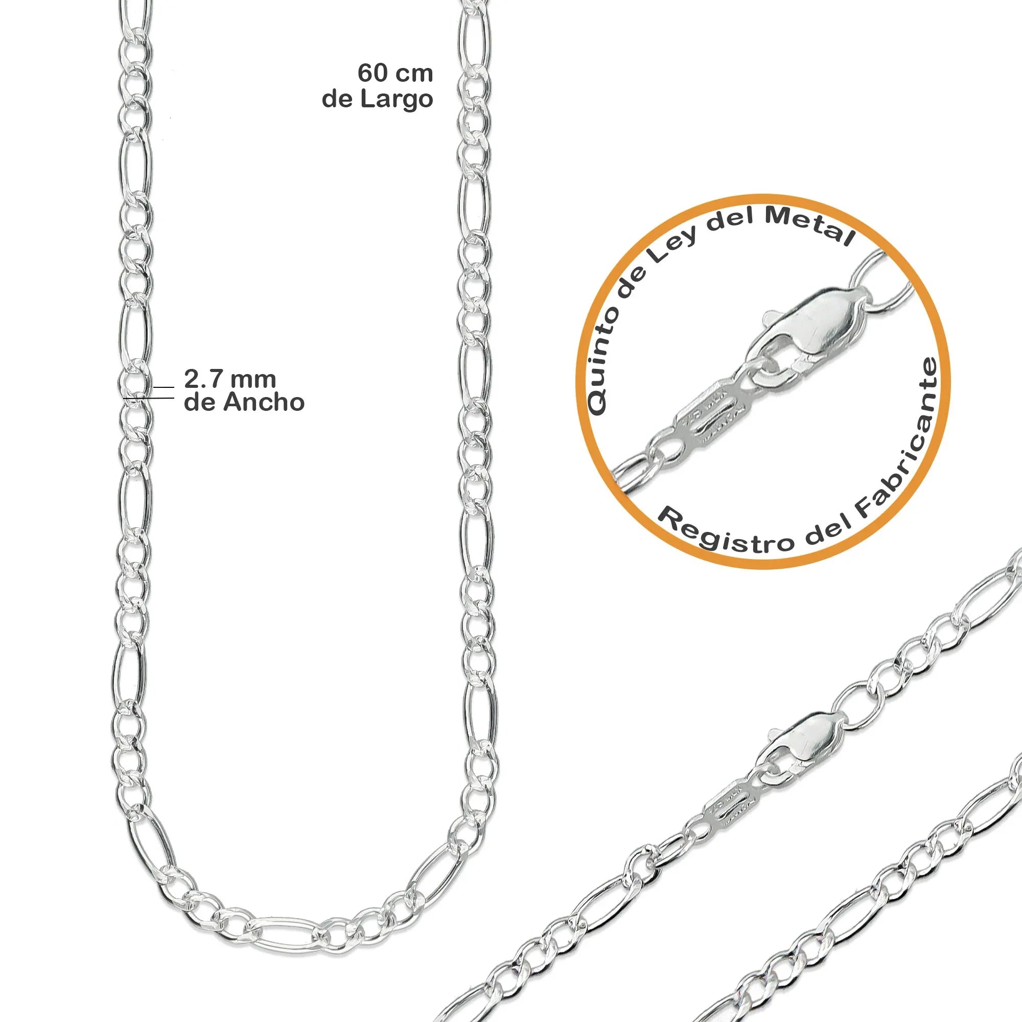 LPDP136 Cadena + Dije Crucifijo Struct Pavé 1.8 cm x 3.7 cm en Plata .925 2600999315