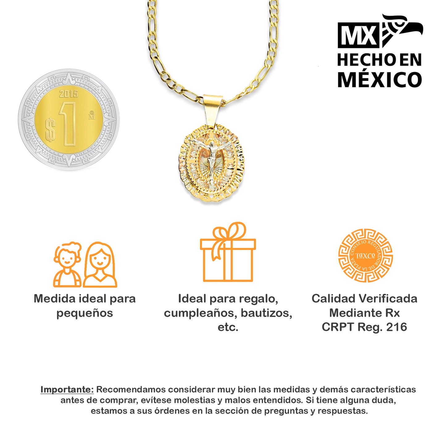 LPDPAU006-G Medalla Cristo Oval con Zirc Oro Sólido 10 K It + Cadena Regalo 2141208309