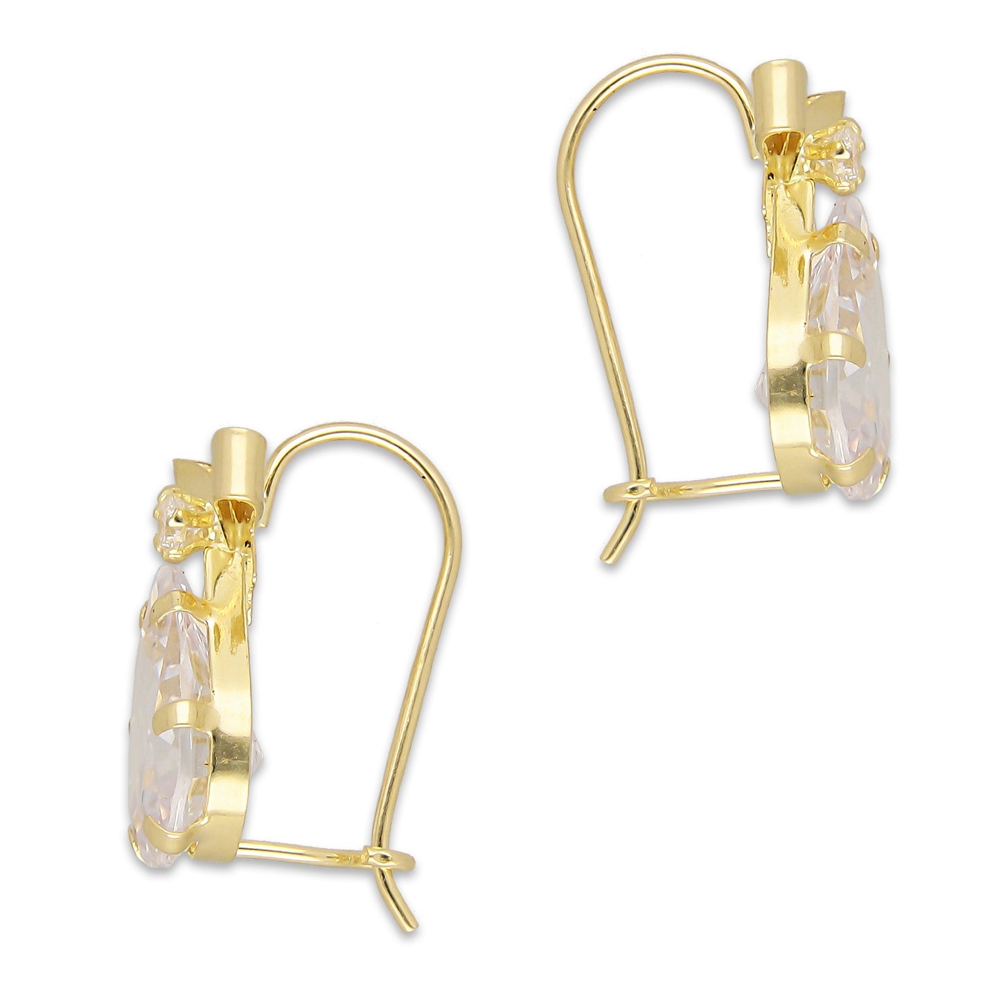 LPEAR008 Arete Arillo Oro Sólido 10K Modelo Moñito con Zirconia de Gota Blanca 2530996899