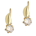LPEAR011 Arete Arillo Oro Sólido 10K Modelo Hojita Lisa con Zirconia Blanca Redonda Colgante 2531152145