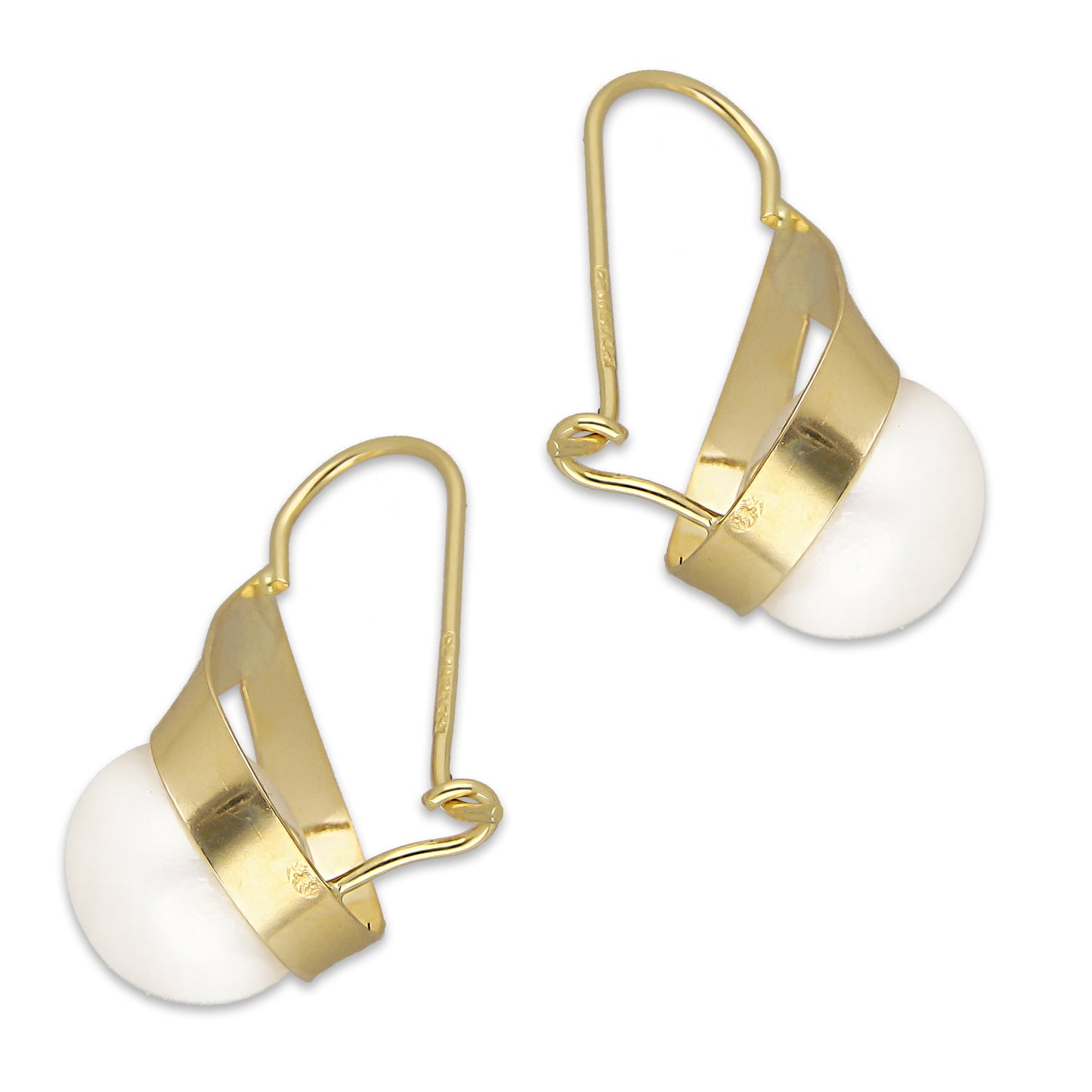 LPEAR015 Arete Arillo Oro Sólido 10K Modelo Gota Lisa con Perla 8 mm 2531187859