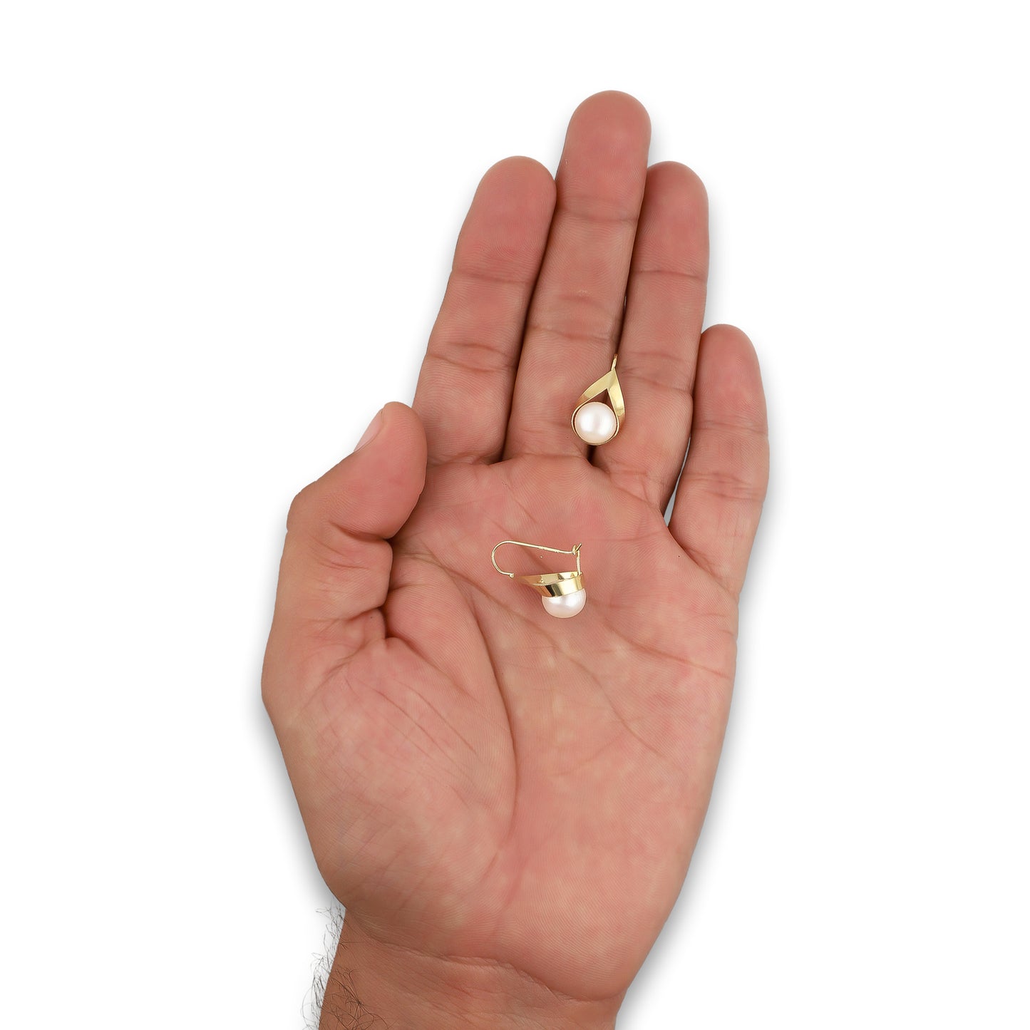 LPEAR015 Arete Arillo Oro Sólido 10K Modelo Gota Lisa con Perla 8 mm 2531187859