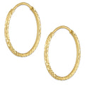 LPEAR020 Arete Arracada de Tubo Diamantada en Oro Sólido 14K 2 cm de Diámetro