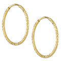 LPEAR021 Arete Arracada de Tubo Diamantada en Oro Sólido 14K 2.3 cm de Diámetro