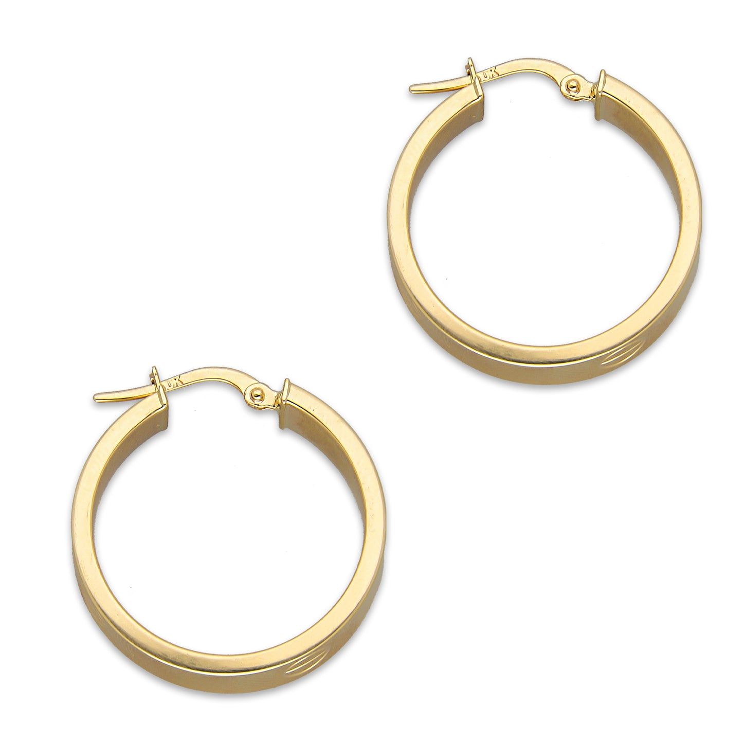 LPEAR024 Arete Arracada Lisa Cart Tornillo en Oro Sólido 10K Ancho 6 mm, Grosor 2 mm, Diámetro 2.5 cm