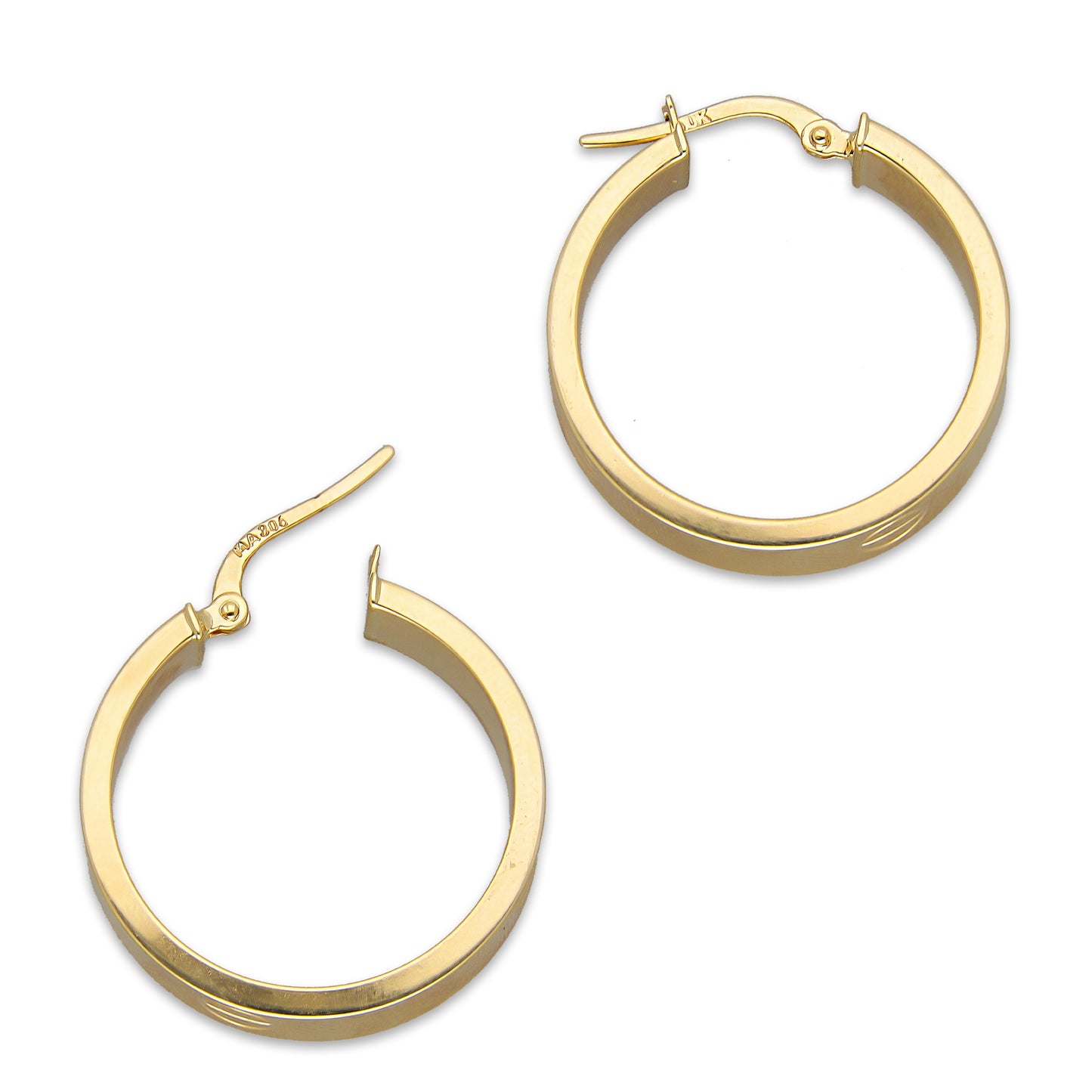 LPEAR024 Arete Arracada Lisa Cart Tornillo en Oro Sólido 10K Ancho 6 mm, Grosor 2 mm, Diámetro 2.5 cm