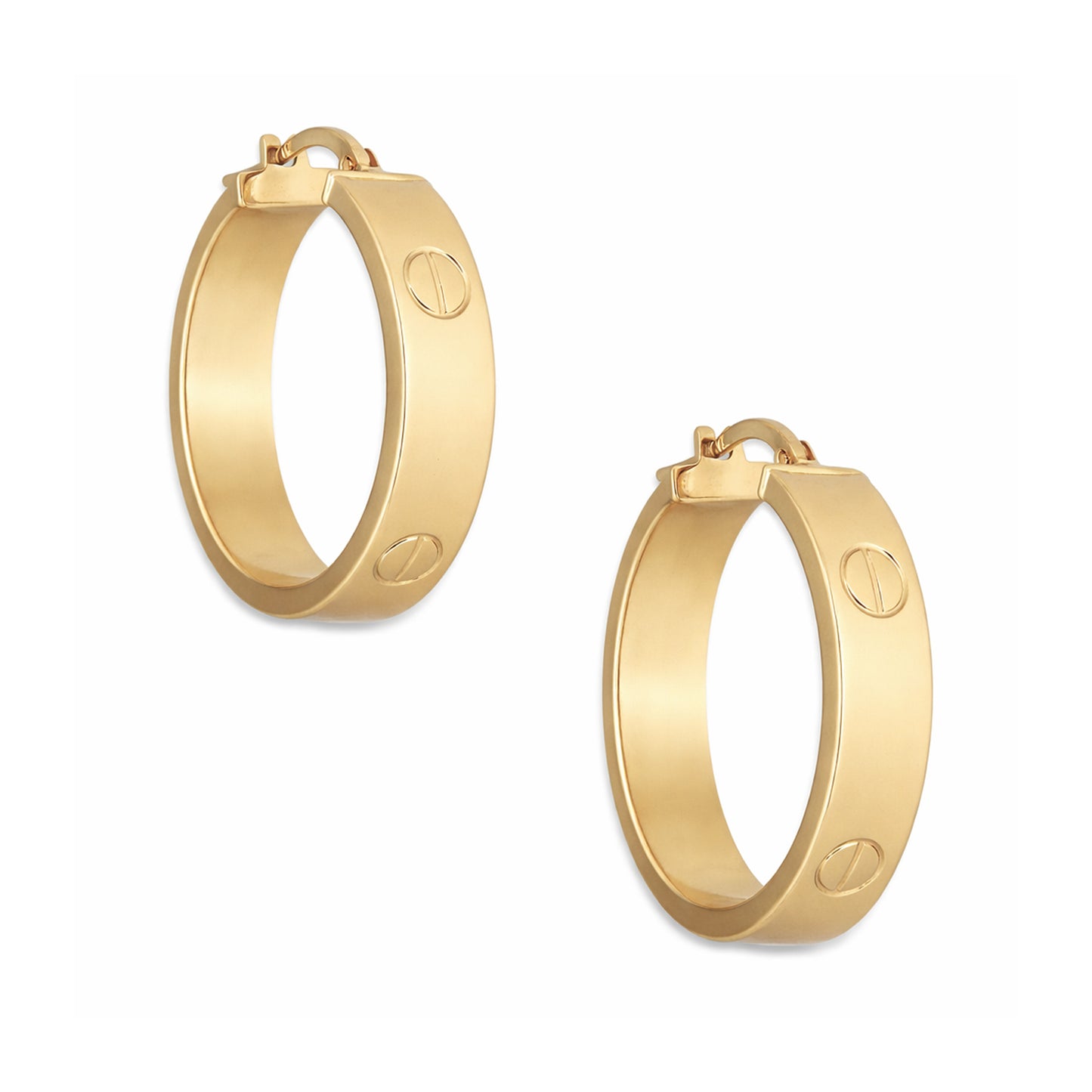 LPEAR024 Arete Arracada Lisa Cart Tornillo en Oro Sólido 10K Ancho 6 mm, Grosor 2 mm, Diámetro 2.5 cm