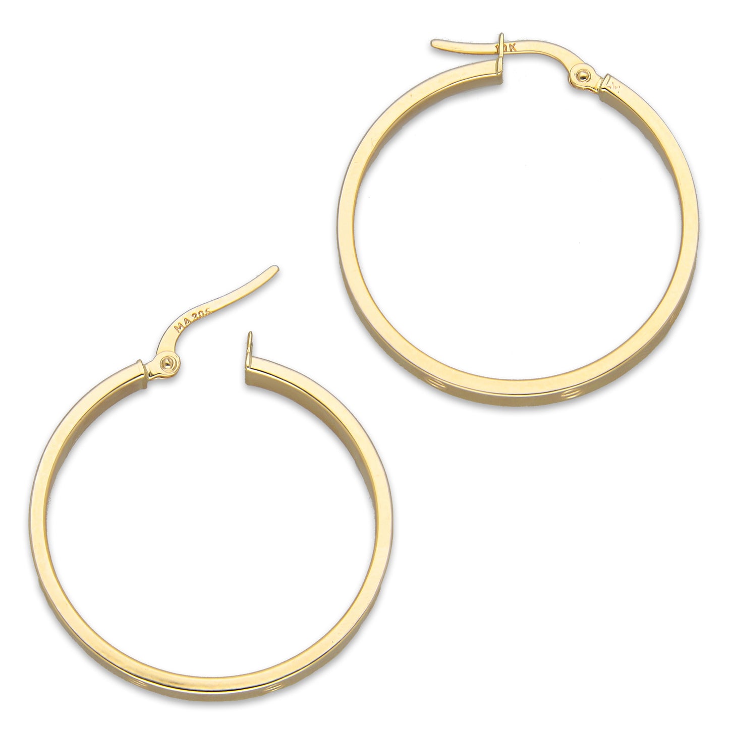 LPEAR025 Arete Arracada Lisa Cart Tornillo en Oro Sólido 10K Ancho 4 mm, Grosor 1.7 mm, Diámetro 3 cm