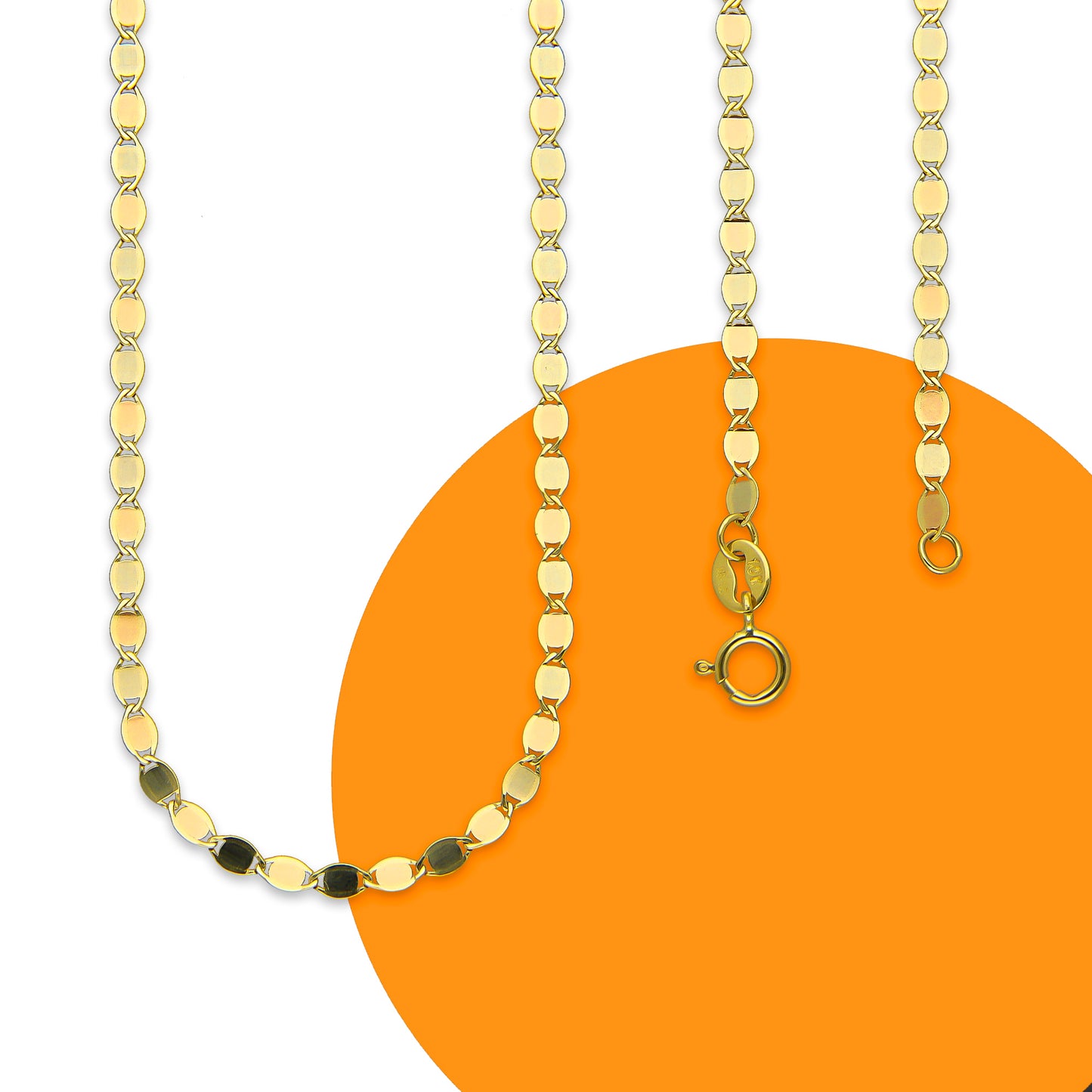 LPECU002-45 Cadena Oro Sólido 10K Florentino Mod Espejo 2 mm x 45 cm 4286631276