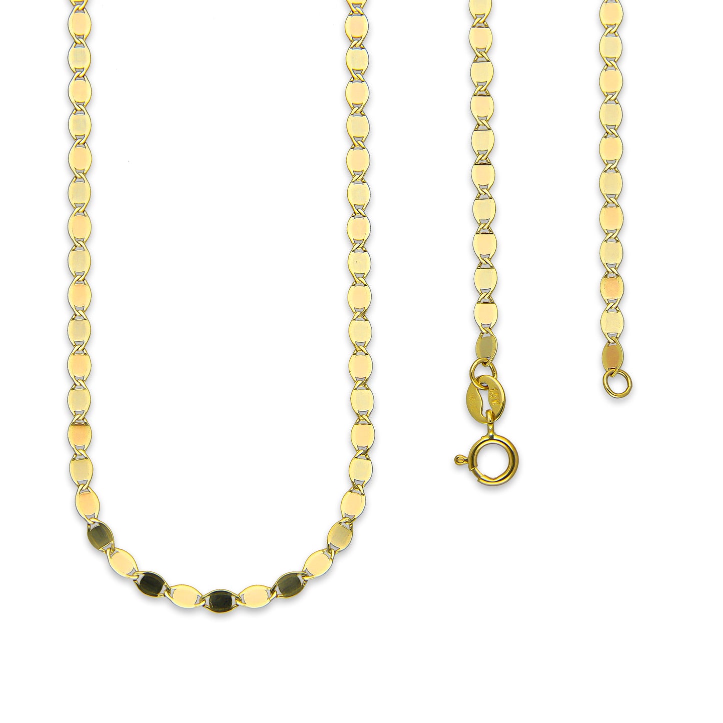 LPECU002-45 Cadena Oro Sólido 10K Florentino Mod Espejo 2 mm x 45 cm 4286631276