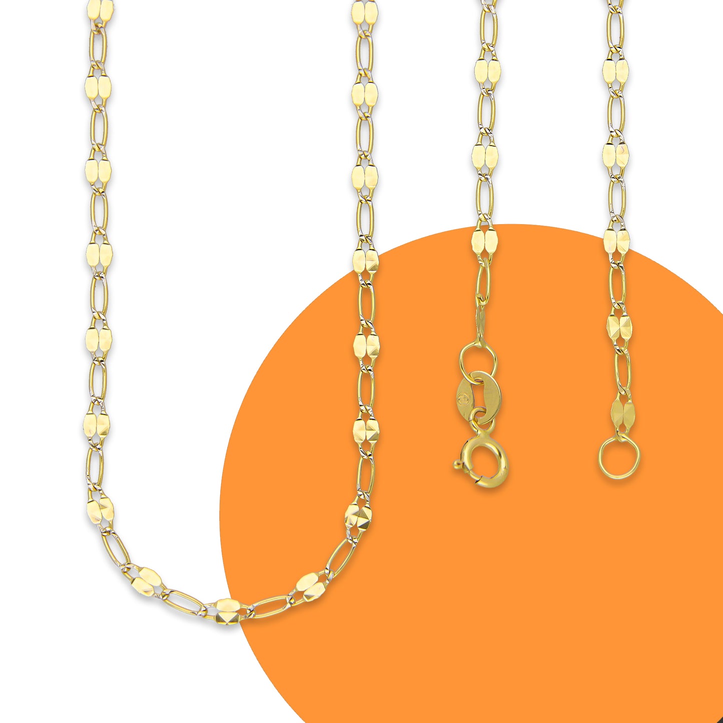 LPECU003-45 Cadena Oro Sólido 10K Mod Ancla Diamantada 1x1 2 mm x 45 cm 2531193661