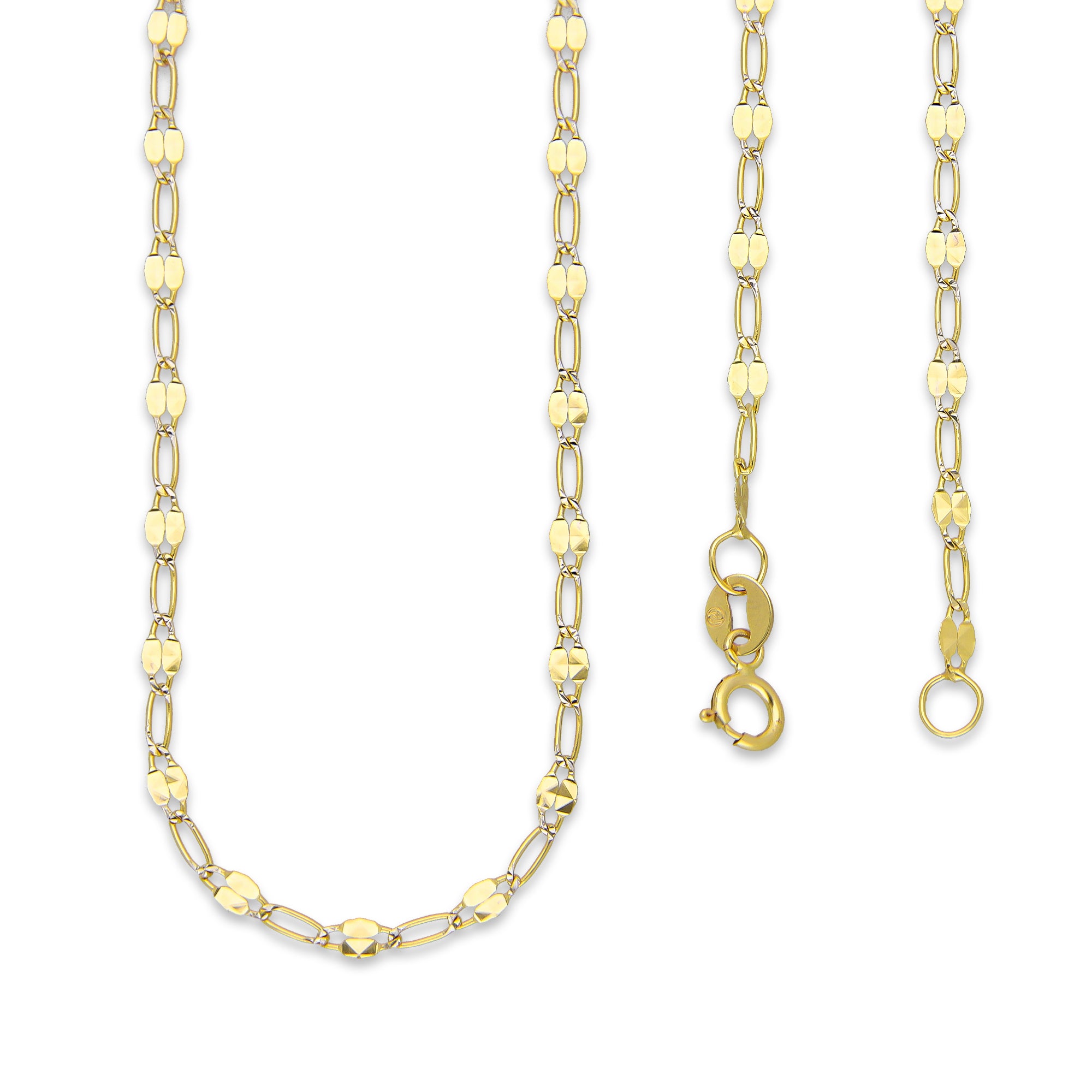 LPECU003-45 Cadena Oro Sólido 10K Mod Ancla Diamantada 1x1 2 mm x 45 cm 2531193661