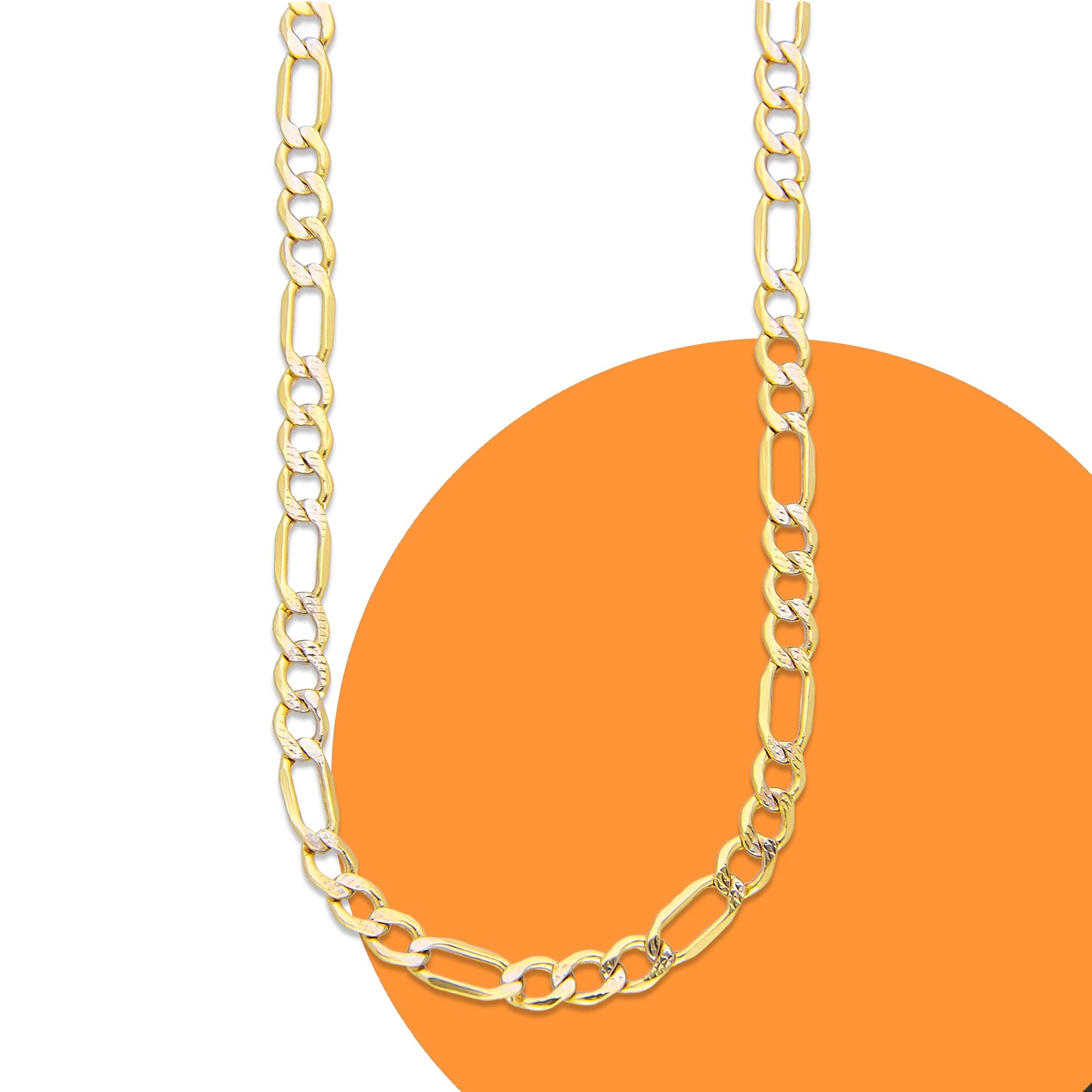 LPECU006-55 Cadena Oro Sólido 10K Mod Fígaro 3*1 Diamantada 3.5 mm x 55 cm