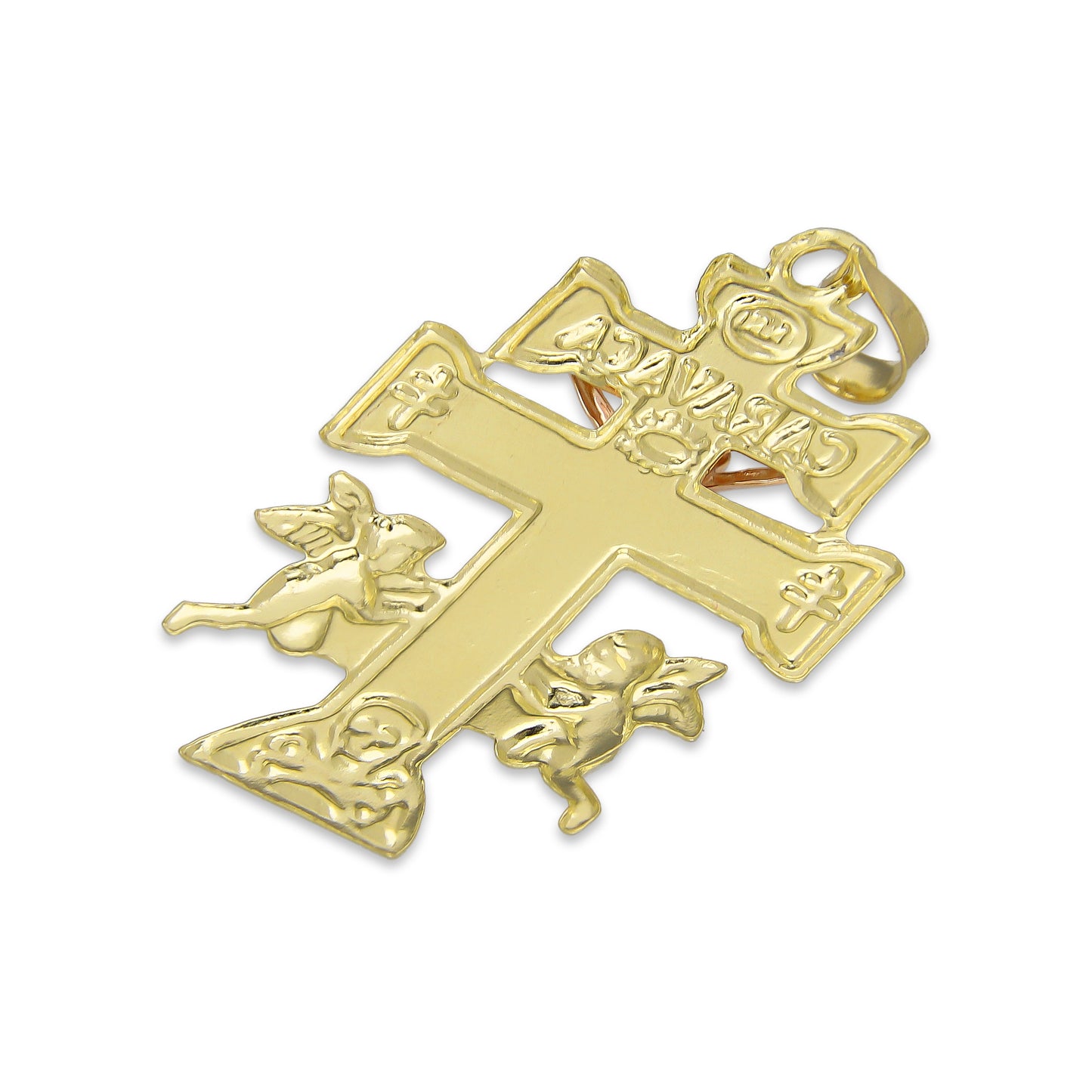 LPEDJ007 Dije Troquelado Oro Sólido 14K Florentino Crucifijo Cruz Caravaca 2.3 cm x 4 cm 4287471628