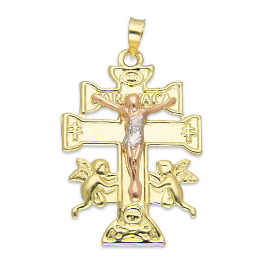 LPEDJ007 Dije Troquelado Oro Sólido 14K Florentino Crucifijo Cruz Caravaca 2.3 cm x 4 cm 4287471628