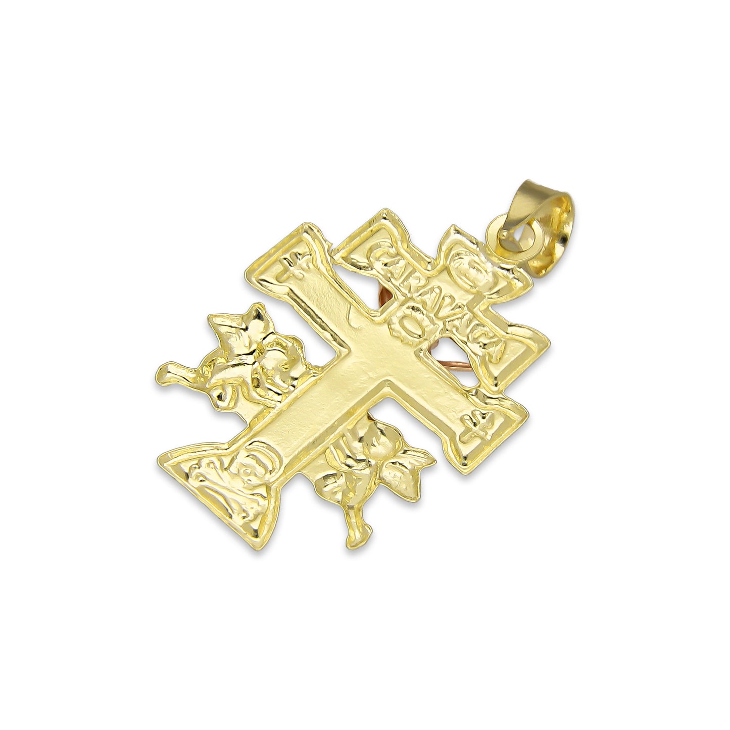 LPEDJ008 Dije Troquelado Oro Sólido 14K Florentino Crucifijo Cruz Caravaca 1.5 cm x 2.9 cm 2531193659