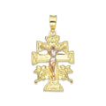 LPEDJ008 Dije Troquelado Oro Sólido 14K Florentino Crucifijo Cruz Caravaca 1.5 cm x 2.9 cm 2531193659