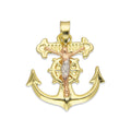 LPEDJ010 Dije Troquelado Oro Sólido 14K Florentino Crucifijo Ancla con Cristo 2 cm x 2.5 cm 4287964550