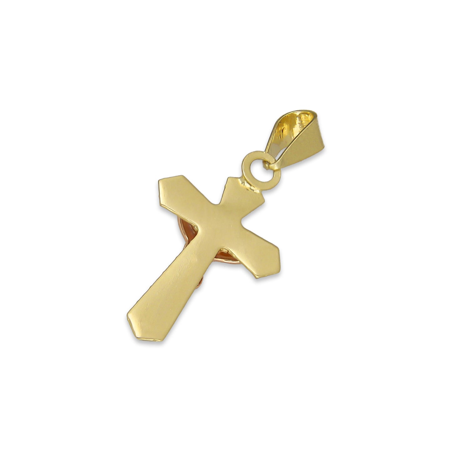 LPEDJ012 Dije Troquelado Oro Sólido 14K Florentino Crucifijo Cruz Lisa Goth con Cristo 1 cm x 2.4 cm 4287497552