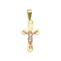 LPEDJ012 Dije Troquelado Oro Sólido 14K Florentino Crucifijo Cruz Lisa Goth con Cristo 1 cm x 2.4 cm 4287497552
