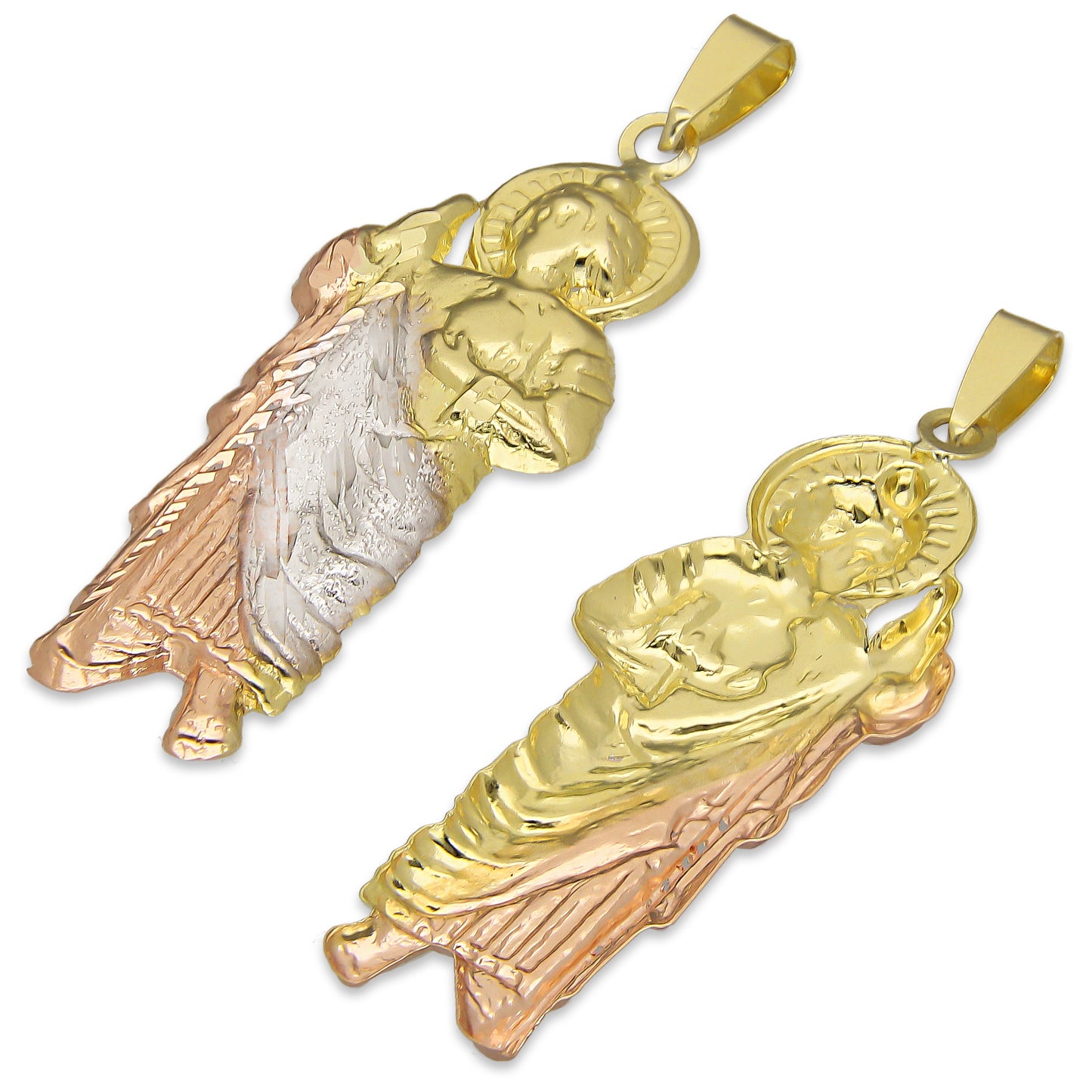 LPEDJ014 Dije Troquelado Oro Sólido 14K Florentino San Judas Tadeo 1.4 cm x 4.1 cm 4287925950