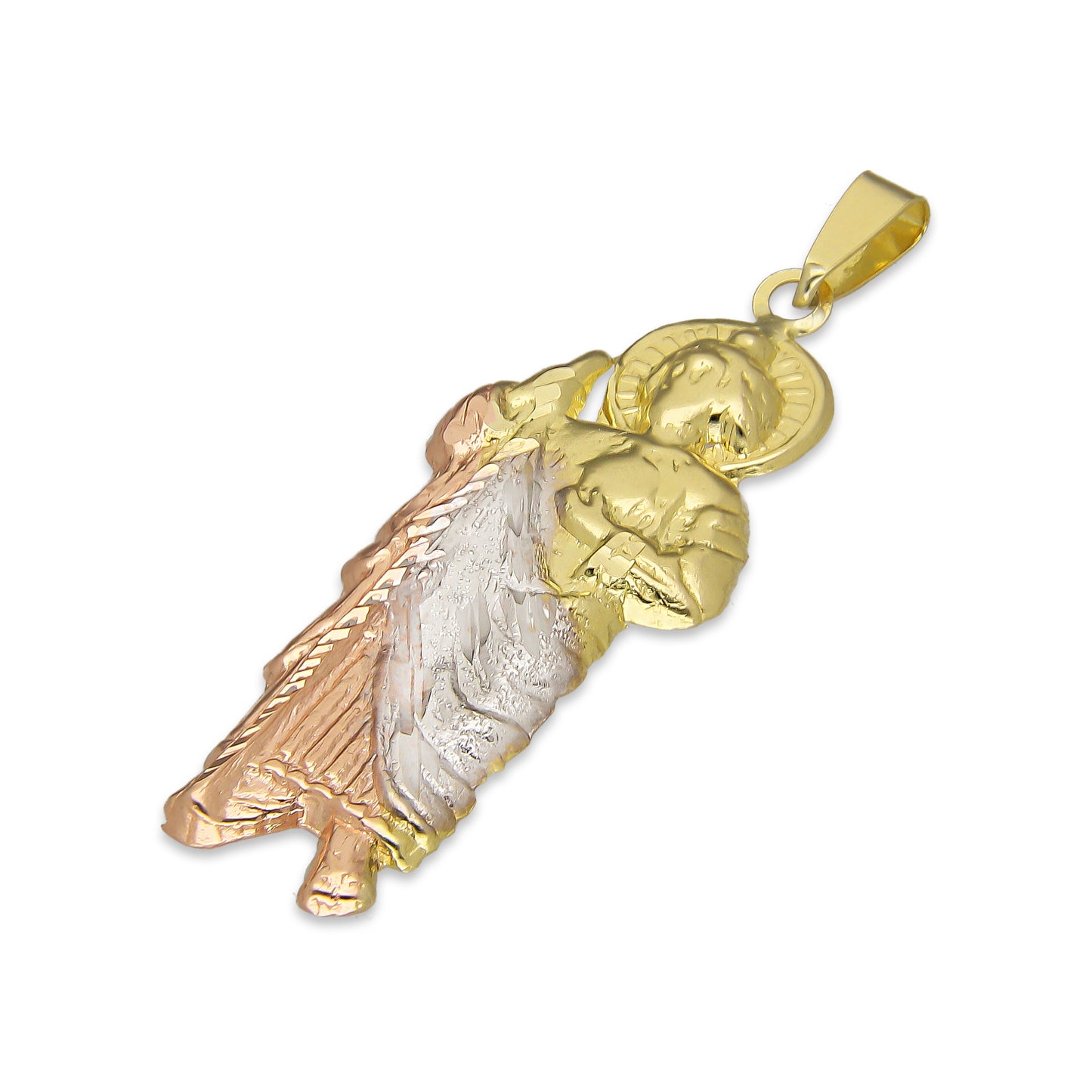 LPEDJ014 Dije Troquelado Oro Sólido 14K Florentino San Judas Tadeo 1.4 cm x 4.1 cm 4287925950