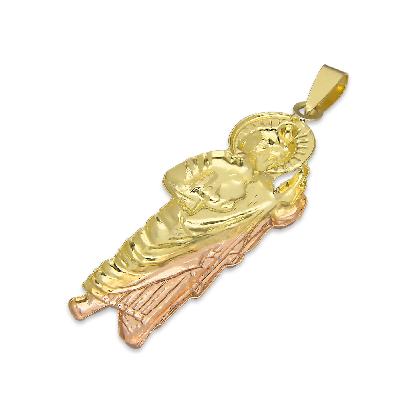 LPEDJ014 Dije Troquelado Oro Sólido 14K Florentino San Judas Tadeo 1.4 cm x 4.1 cm 4287925950