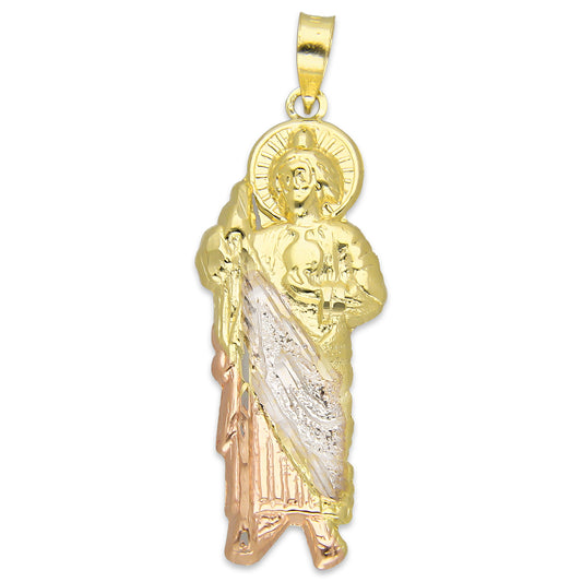 LPEDJ014 Dije Troquelado Oro Sólido 14K Florentino San Judas Tadeo 1.4 cm x 4.1 cm 4287925950