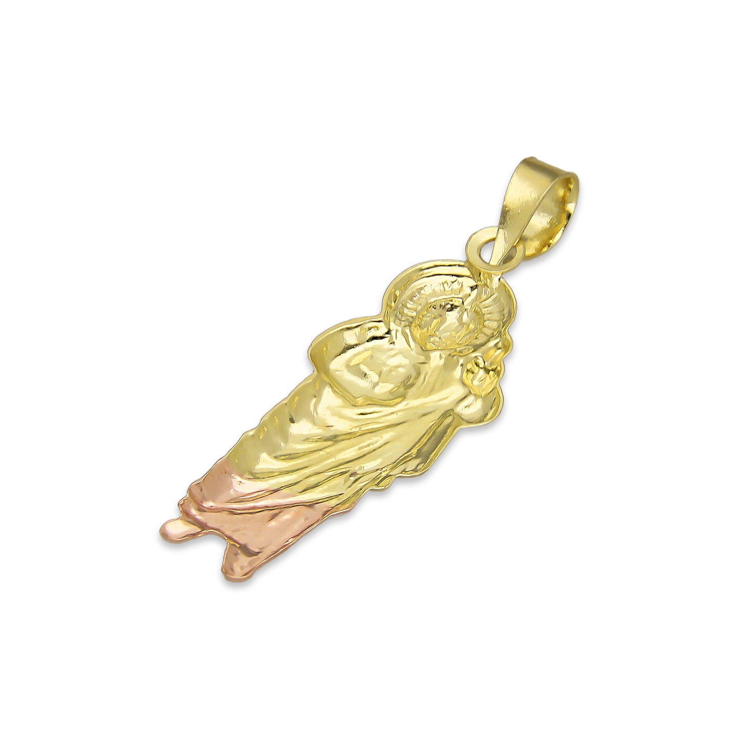 LPEDJ016 Dije Troquelado Oro Sólido 14K Florentino San Judas Tadeo 1 cm x 3.1 cm 4287938858