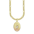 LPEDP001 Cadena Oro Sólido 10K + Dije Medalla Oval Troquelada Oro Sólido 14K Florentino Virgen de Guadalupe 1.5 cm x 2.8 cm 4293620574
