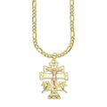 LPEDP007 Cadena Oro Sólido 10K + Dije Troquelado Oro Sólido 14K Florentino Crucifijo Cruz Caravaca 2.3 cm x 4 cm 4293607528