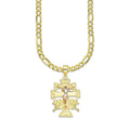 LPEDP008 Cadena Oro Sólido 10K + Dije Troquelado Oro Sólido 14K Florentino Crucifijo Cruz Caravaca 1.5 cm x 2.9 cm 4293581800