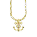 LPEDP010 Cadena Oro Sólido 10K + Dije Troquelado Oro Sólido 14K Florentino Crucifijo Ancla con Cristo 2 cm x 2.5 cm 4293711206