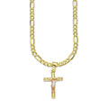 LPEDP011 Cadena Oro Sólido 10K + Dije Troquelado Oro Sólido 14K Florentino Crucifijo Cruz Media Caña con Cristo 1.2 cm x 2.5 cm 4293685406