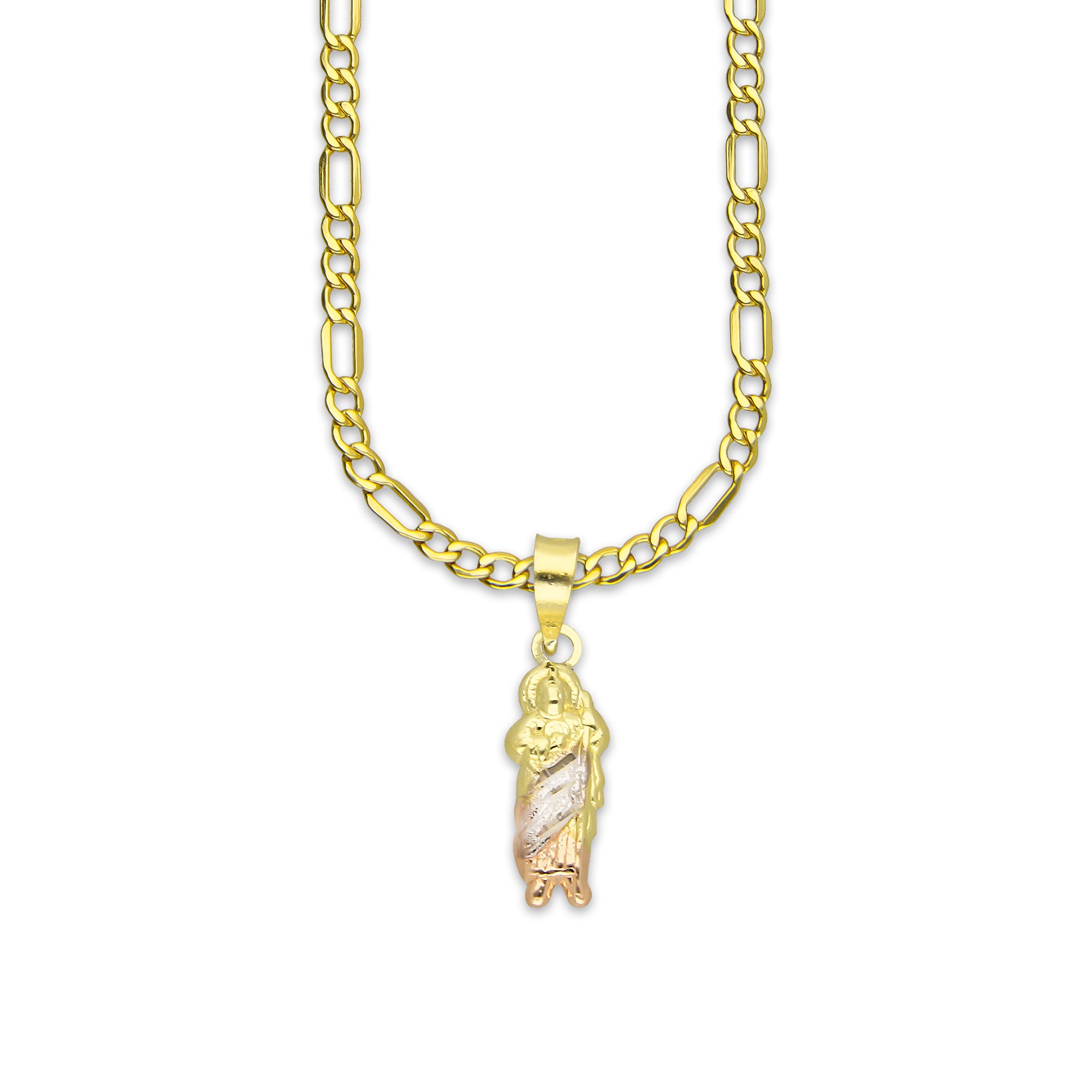 LPEDP018 Cadena Oro Sólido 10K + Dije Troquelado Oro Sólido 14K Florentino San Judas Tadeo 6 mm x 2.3 cm 4293711208
