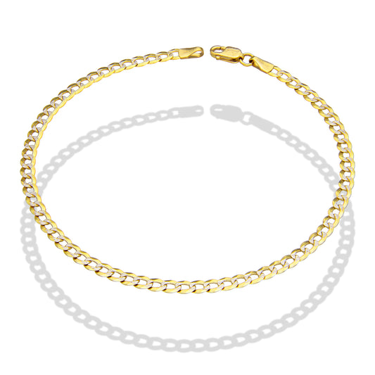 LPEPC001 Pulsera para Caballero Oro Sólido 10K Mod Cubana Americana Diamantada 3 mm x 21 cm 4287873394