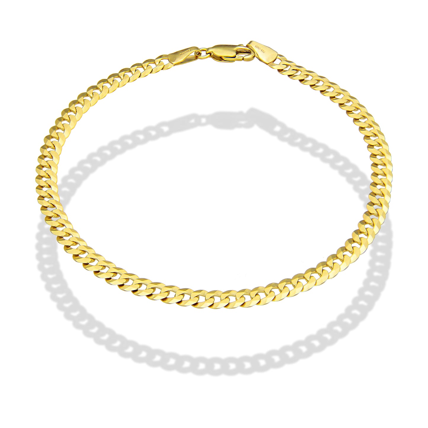 LPEPC002 Pulsera para Caballero Oro Sólido 10K Mod Cubana Americana Lisa 4 mm x 21 cm 2531192819