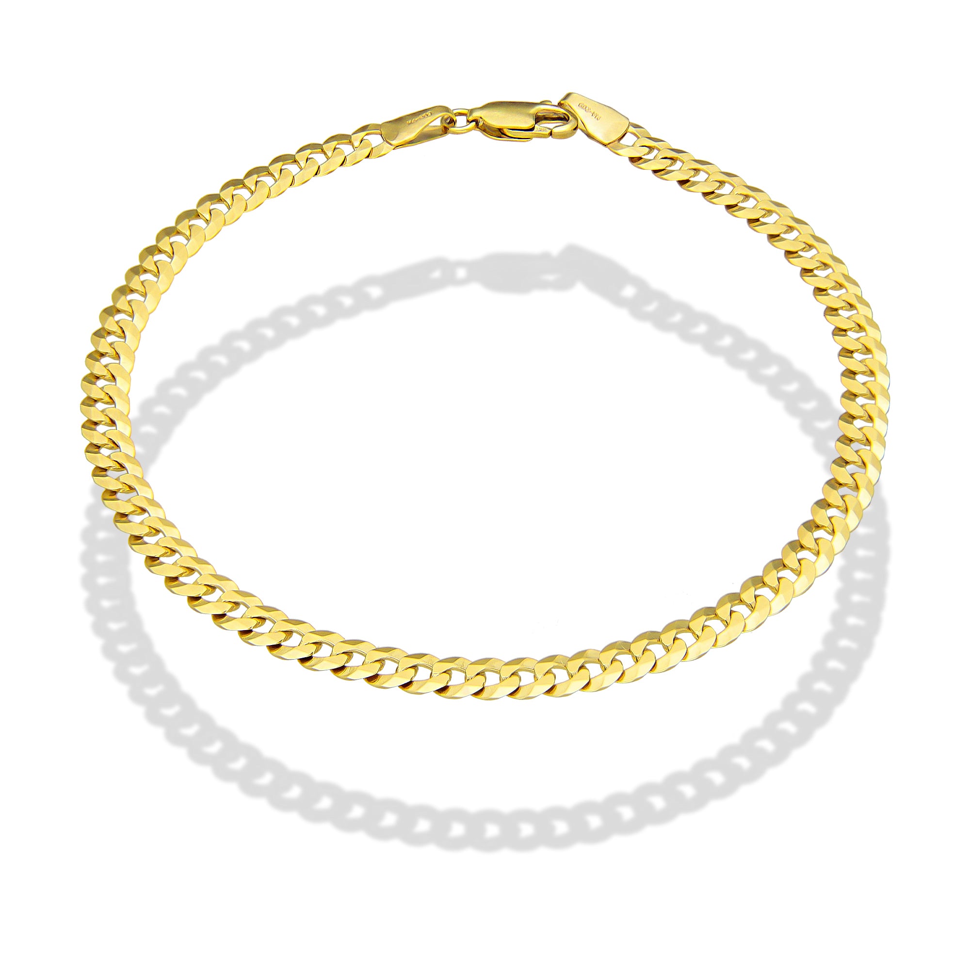 LPEPC002 Pulsera para Caballero Oro Sólido 10K Mod Cubana Americana Lisa 4 mm x 21 cm 2531192819
